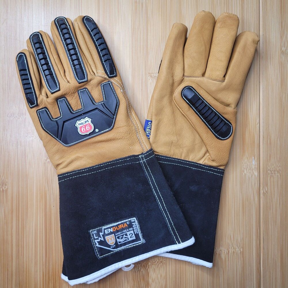 Endura Leather Lined Cut Resistant Phillips 66 Gloves ANSI/ISEA 13B 2 P66GC L